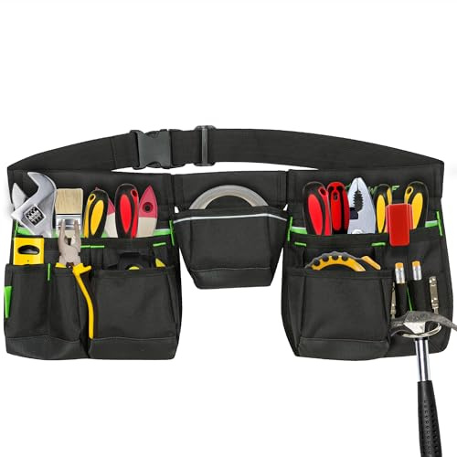 BWOLF HANK Doppelter Werkzeuggürtel Werkzeuggürtel verstellbar mit Nageltaschen, Bandmaßtasche, Hammerhalter und zahlreichen Befestigungsmöglichkeiten ohne Werkzeug (60/25.5/7.5, 100% Polyester)