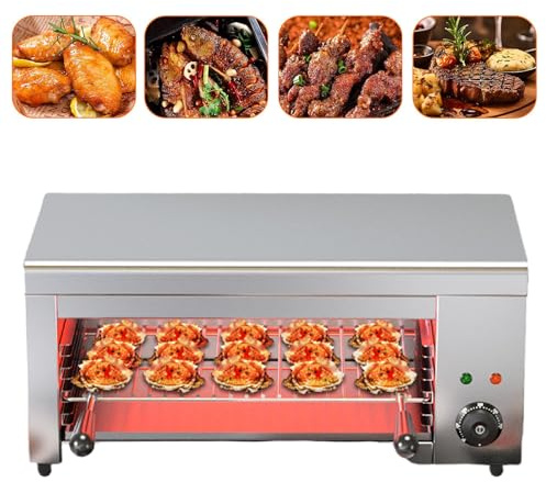 TBANVOO Grill per Bistecche in Acciaio Inossidabile, Salamandra Commerciale 2000W, Temperatura Regolabile 120-570°F per Manzo Pollo Verdure