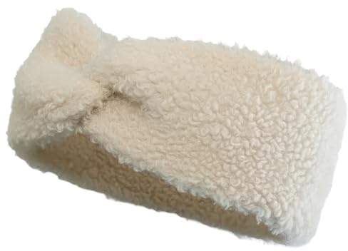 styleBREAKER Womens Teddy Faux Fur Headband,Cream-Beige | Twist Knot Headband, 21 cm wide, stretchy for 56-59 cm head circumference, 100% viscose, warm ear warmer.