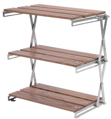 Bosiyrggrl Outdoor Camping Rack Portable 3-Tier Rack Easy to Carry Foldable Picnic Camping Barbecue Foldable Table,