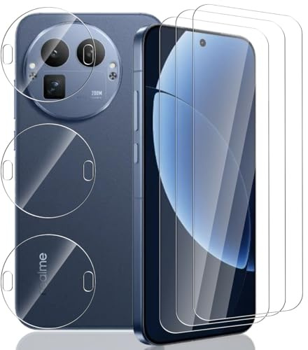 Yieehhow [3+3 Piezas] Protector Pantalla para Realme GT 8 Pro Cristal Templado, 9H Dureza Vidrio Templado y Protector Cámara, Sin Burbujas/HD Película Protectora para Realme GT 8 Pro