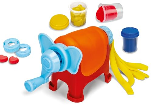 Simba Art & Fun Elephan-Dough – Knetset mit 3 Dosen Knete (je 50 g), 6 Schablonen, Messer & Presse, 8-teiliges Kreativset für Kinder ab 3 Jahren