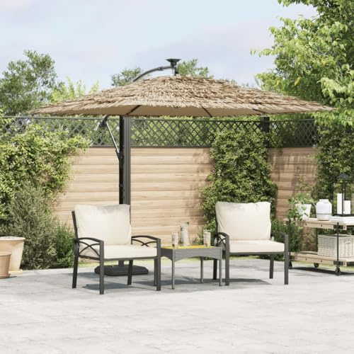Holamys Parasol marron 246 x 246 x 230 cm, carré, mât en acier robuste, système de manivelle, protection UV, idéal pour jardin, terrasse, balcon, piscine, utilisation en extérieur