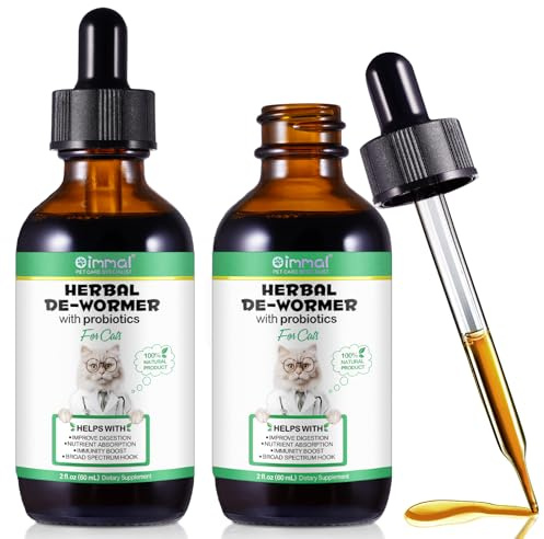 2pcs Wurmkur für Katzen, Wurm Kraut Liquid Tropfen mit Probitika | Kräuterent Wurmer, Erhaltung des Gleichgewichts der Darmflora, Verbesserung der Verdauung, Immunitätsschub - Anti-Parasiten