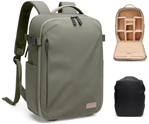 Sac à Dos pour Appareil Photo avec Compartiment Ordinateur Portable 14 Pouces et Housse imperméable, Sac Photo Professionel pour DSLR/SLR/Drone, Sac de Photographie avec Canon/Nikon/Sony (Vert Jungle)