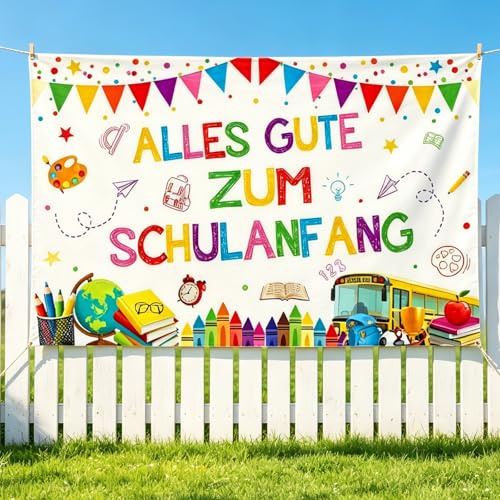 Einschulung Deko Banner 180x110cm Große Schulkind Deko Alles Gute Zum Schulanfang Hintergrund Stoff Plakat Für Den Garten Wanddekoration Foto Backdrop schulkind 2026 mädchen & junge
