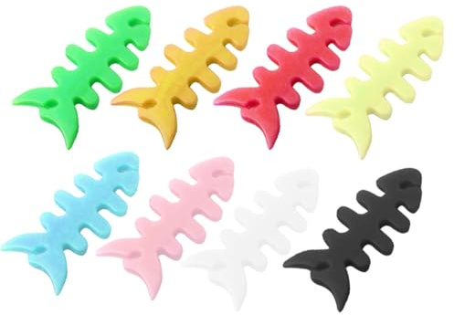 YOSADIER 200piezas Unidades Organizador de Cables Forma de Espina de Pescado Enrollacables de Silicona para Auriculares y Datos Soporte Compacto para Escritorio y Hogar Color Aleatorio