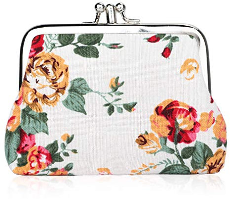iSuperb Femmes Embrayage Porte-Monnaie Sac à Main Pochette Carte Titulaire Coin Purse en Toile 12x9cm (Blanc)