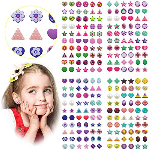 AUGSUN Klebeohrringe Mädchen, 240 Stück 3D Klebeohrringe Selbstklebende Glitzer Ohrringe Sticker Kristall Ohrringe Aufkleber für Mädchen Kinder