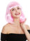 WIG ME UP - 0073-3-PC28 Perücke Damenperücke Karneval schulterlang Longbob Bob glatt Pony helles Rosa
