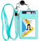 Teskyer Porte Badge, avec Cordon Rétractable, Porte Badge Tour de Cou, Porte Badge en Cuir PU, 4 Emplacements pour Cartes, avec Poche Zippée, pour Le Travail, L'école, Vert