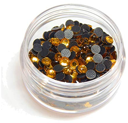 Hotfix Strasssteine, zum Aufbügeln, 2/3/4/5/6 mm mit Sortierbox, Glitzersteine, Glass Strass Perlen, Selbstklebend (Gold, 5,6mm ~ 6mm, SS30, 150 Stück)