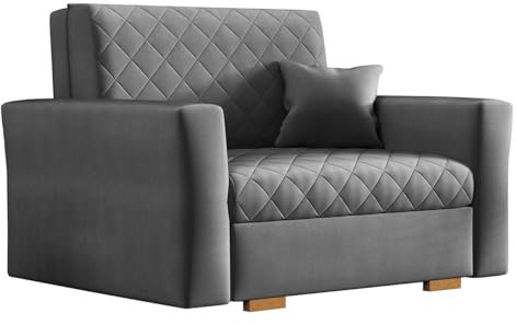 Mirjan24 Schlafsofa Viva Caro I mit Bettkasten, Sofa Couch einsitzer Polstersofa mit Schlaffunktion inkl. Kissen, Rückenlehne und Sitzfläche fest angenäht (Zanzibar 182)
