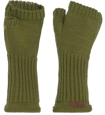 KNIT FACTORY - Cleo Handstulpen - Fingerlose Handschuhe - Gestrickte Handschuhe für Winter - Damen Handstulpen aus Wolle - Hochwertige Qualität - Moosgrün