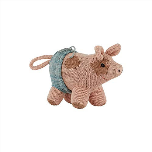 OYOY Stofftier, Kuscheltier Schwein - Hugo Mini Pig - Schweinchen rosa - Baumwolle - L19 x H15 x D12 cm