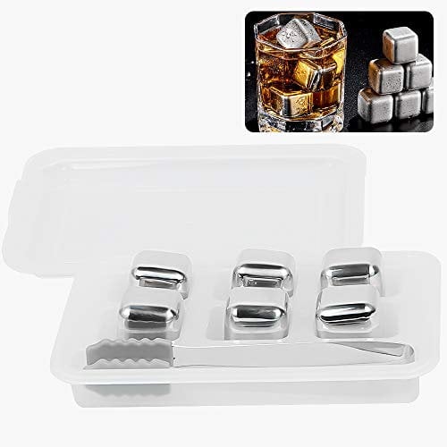 Glaçon en Acier Inoxydable, ZoneYan Stainless Steel Ice Cubes, Pierre a Whisky Acier Inoxydable, Glaçons en Métal Whisky, Glace Cube en Metal, Pierres de Refroidissement Réutilisables (6 Pièces)