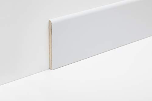 Battiscopa in legno Noce Tanganika Laccato Bianco h.100 sp.10 mm (B900N)