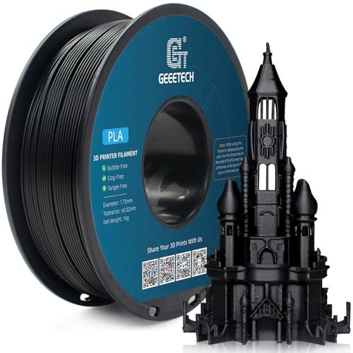 GEEETECH PLA Filament für 3D Drucker, 1,75mm,schwarz