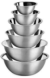 Vinod Mixing Bowls with Lids - Set of 6 Stainless Steel Nesting Bowl | Meal Prep Bowls | Mix & Serve | Flat Bottom & Stackable | Heavy Duty & Easy to Clean | Space Saving | Cooking & Prepping