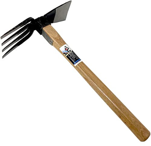 HACHIEMON Japanese Craftsmanship Garden Hand Tool Hoe and Cultivator Hand Tiller - Sturdy and Sharp