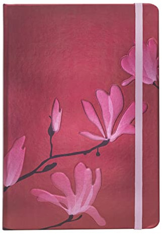 Idena 13888 - Terminkalender 2023, rot Magnolie, 90 x 140 mm, 176 Seiten, 1 Woche auf 1 Seite, Agenda