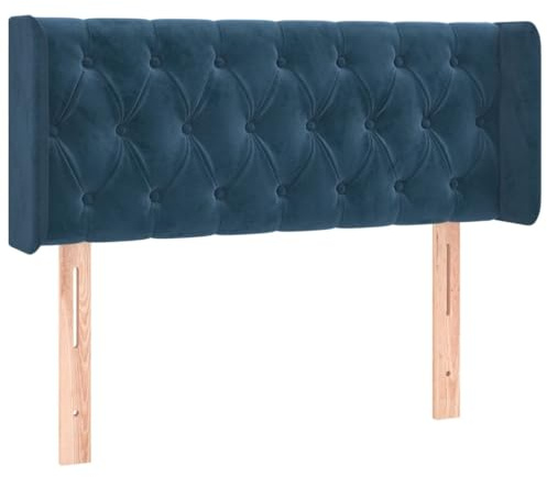 vidaXL Kopfteil mit Ohren Polsterkopfteil Betthaupt Bettkopfteil für Bett Bettgestell Bettzubehör Schlafzimmer Dunkelblau 93x16x78/88cm Samt