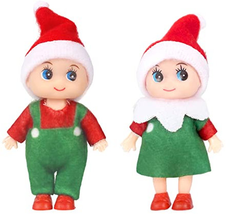 POPOYU Bambola Elfo di Natale, 2 Pezzi Bambola Natale Elfo Natale Pupazzo, Bambole Elfo Piccolo Elfo Bambola di Natale Baby Elfo, Elfi di Natale Elfi Natalizi,Regalo di Natale Capodanno Calza Stuffers