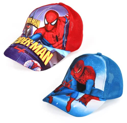 Kinder Cap Spider Man, 2pcs Spiderme Cap, Spiderme Kappe, Jungen Kappe Baseball, Baseball Cap Kinder, Spiderman Hut für Jungen, Kinder Cap Sonnenschutz, Größe verstellbar mit Klettverschluss
