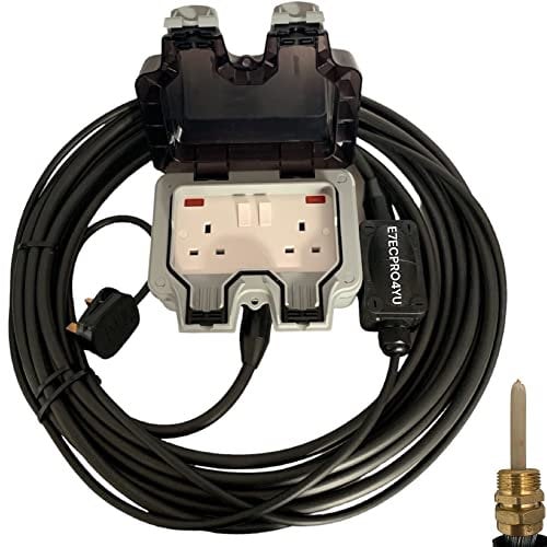 2G OUTDOOR EXTENSION LEAD WATERPROOF ARMOURED EXTENSION LEAD CABLE BLACK 2GANG 20 METRES WEATHERPROOF IP66 RATED 2 WAY SOCKET HEAVY DUTY 20M