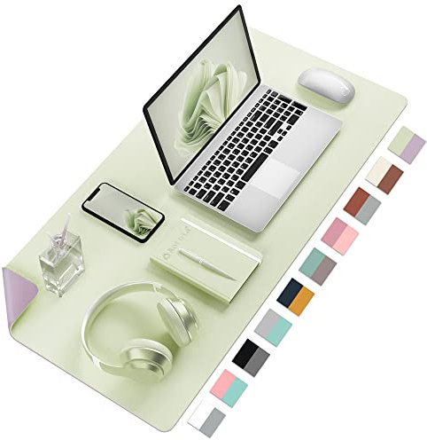 Aothia Schreibtischunterlage -Multifunktional PU-Leder-Schreibtischmatte,Große Mauspad,Doppelseitig Gaming mauspad,Wasserdichter Schreibtischschutz für Büro/Zuhause(60x35cm,Matcha)