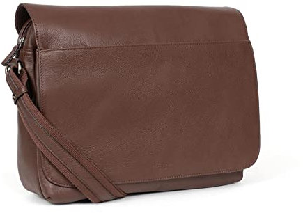 Hexagona - Gibecière - Compatible Ordinateur Portable 13'', Format A4 et téléphone Portable - pour Homme - Collection Confort - Chocolat - en Cuir