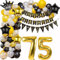 Ballon Girlande 75 Geburtstag Deko, Geburtstagsdeko 75 Frau, Girlande Ballon 75 Jahr Schwarz Gold, Deko 75 Geburtstag Mann, Gold Schwarz Geburtstagsdeko 75 Luftballon,75 Luftballons Girlande