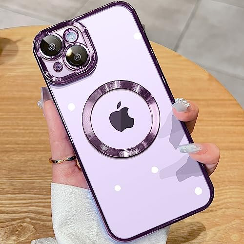JUESHITUO EinheitsSchutz Serie für iPhone 14 Hülle für MagSafe (Mit Integrierter Kameraschutz) [TOP N52 Starke Magnete] Schutzhülle Stoßfeste Kratzfest Handyhülle iPhone 14 Case (6,1) - Lila