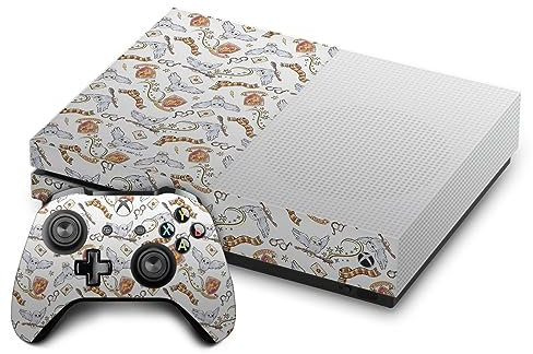 Head Case Designs Offizielle Harry Potter Hedwig Eulen Muster Grafiken Vinyl Haut Gaming Aufkleber Abziehbild Abdeckung kompatibel mit Xbox One S Console and Controller Bundle