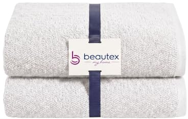 Beautex Handtücher 2er Set 50x100 Weiss 550 g/m² Baumwolle | Weiche Frottierqualität aus 100 % europäischer Baumwolle, Oeko-Tex, saugstark und bis 60 °C waschbar.