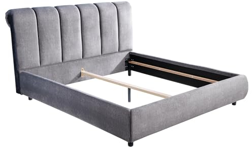 Riess Ambiente Design Doppelbett Milano - 180x200cm - grau - Samt Polsterbett Kingsize Bettgestell modern Schlafzimmer