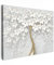 MuchoWow© Impression sur Toile Decoration Murale Peinture 80x60 cm Tableaux Decoratifs Muraux Décoration Chambre Arbre - Fleurs - Or - Blanc