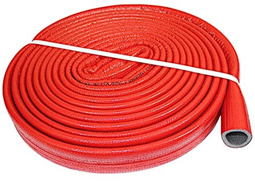10 m Rolle PE-Rohrisolierung Isolierschlauch Rot | Schutzschlauch Heizungsrohr Isolierung mit Schutzhaut | Rohr Dämmung Schlauch Rohrdämmung Warmwasserleitung Heizung (Innendurchmesser: 35mm)