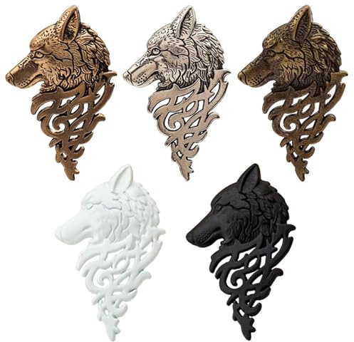 WRITWAA Lot De 5 Broches Loup Vintage Broche Homme Loup En Alliage Épingle À Revers Pour Costumes Et Tenues Bijou Broche Pour Fête Anniversaire Cadeau Pour Homme Original