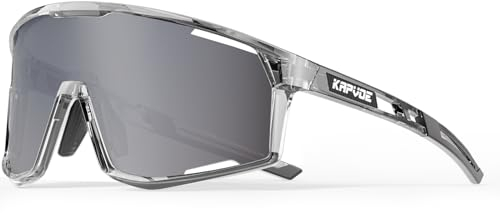 KAPVOE Polarisiert Radfahren Brille Sport Sonnenbrille Männer Frauen Outdoor MTB Baseballgläser UV400 Cycling Eyewear Silber K180