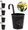 Coolty 5 Pezzi Metallo Vasi da Fiori Appesi Giardino Fioriere Vintage Secchio Portafiori da Appendere a Parete per Recinto Balcone Giardino Fioriera Home Decor con Gancio Staccabile (Rotondo)