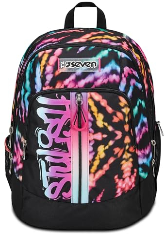 Seven Zaino Scuola Advanced, Nero Fucsia, Multi-Shade Girl, Zaino Doppio Scomparto Con Cassa Speaker Wireless Su Spallaccio, Tasca Porta PC o Tablet, Tasca Porta Borraccia e Organizer, Scuole