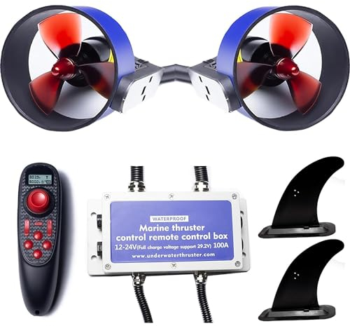 QYOEGSQ Unterwasser-Thruster-Set, 14 kg Schub-Unterwasser-Scooter mit Fernbedienung, wasserdichtem bürstenlosen Motor, eingebautem 100-A-ESC und Signalempfang, for Kajaks/Schlauchboote/Paddleboards