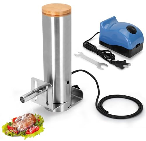 Rauchgenerator, Heiß- und Kaltrauchgenerator mit Deckel & Luftpumpe, tragbarer elektrischer Smoker Grill, Edelstahl Pellet Smoker Rohr, BBQ Premium Räucherzubehör zum Räuchern von Fleisch und Gemüse