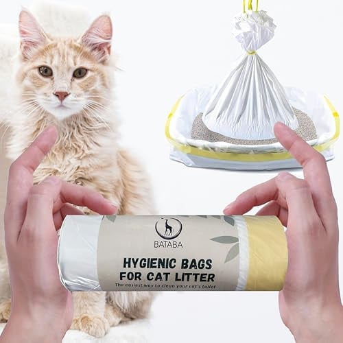 BATABA 10 XL Cat Litter Bags Scratch Resistant for Large and Medium Toilet Box Cat Bags with Drawstring Hygienic and Scratch Resistant