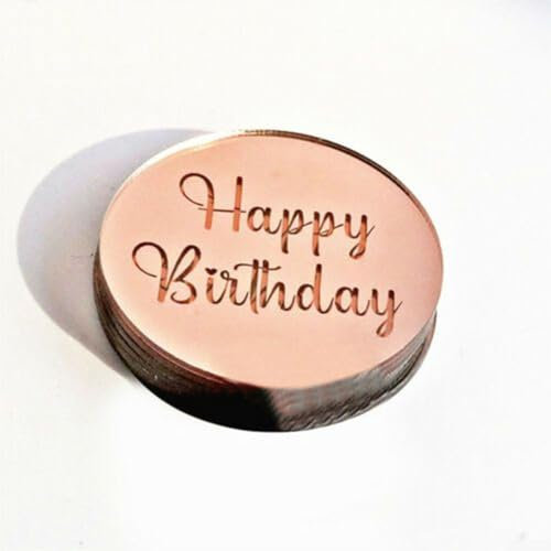 Shimmering Cupcake Decorations, Acrylic Discs for Birthday Celebration (20pcs Rose Gold)