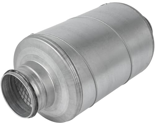 Repa Market Round Ø4 Inch Duct Silencer - 2 Inch Insulation - Galvanized Steel Inline Noise Reduction Muffler - Air Intake/Exhaust Sound Silencer for Blower Ventilation - Air Vent Noise Reducer