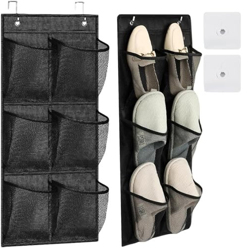 2-teiliger Schuh-Organizer zum Aufhängen, kann 6 Paar Schuh-Organizer über der Tür aufbewahren, mit 2 Haken, atmungsaktives Mesh-Wand-Schuhregal für Zuhause, Badezimmer, Wohnmobil, Speisekammer, Campi