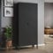 skølm Metallschrank Ituri, Kleiderschrank mit 2 Kleiderstangen, Schlafzimmerschrank Metall schwarz Garderobenschrank mit 4 Ablagen 170 x 80 x 45 cm