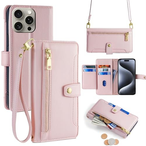 Lucyliy Handyhülle für ZTE Blade A3 2020, Kompatibel mit ZTE Blade A3 2020 Hülle Case Handyhülle Schutzhülle [6 Kartenfächer + 1 Geldklammer + 1 Brieftasche] yHMGK8-Pink
